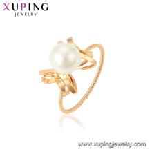 15458 xuping 18k gold plated fashion funky imitation elegant pearl ring for ladies